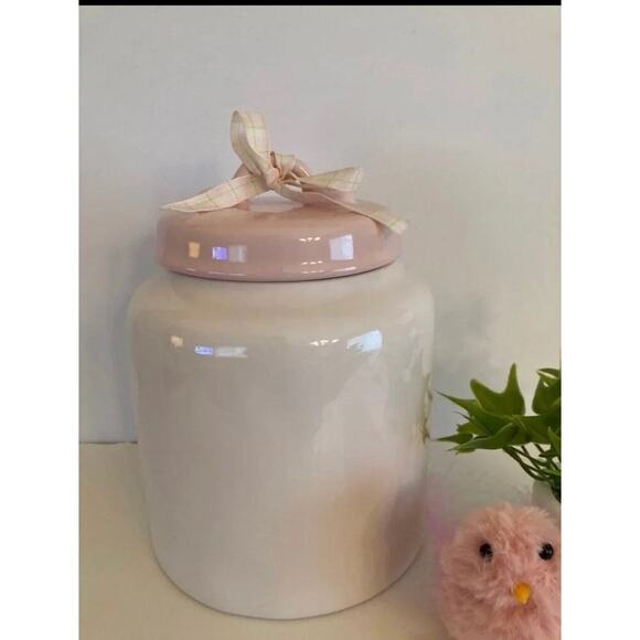 RAE DUNN RARE CHOCOLATE BUNNIES White Pink Cover CANISTER Collection Easter NWT - Picture 4 of 4